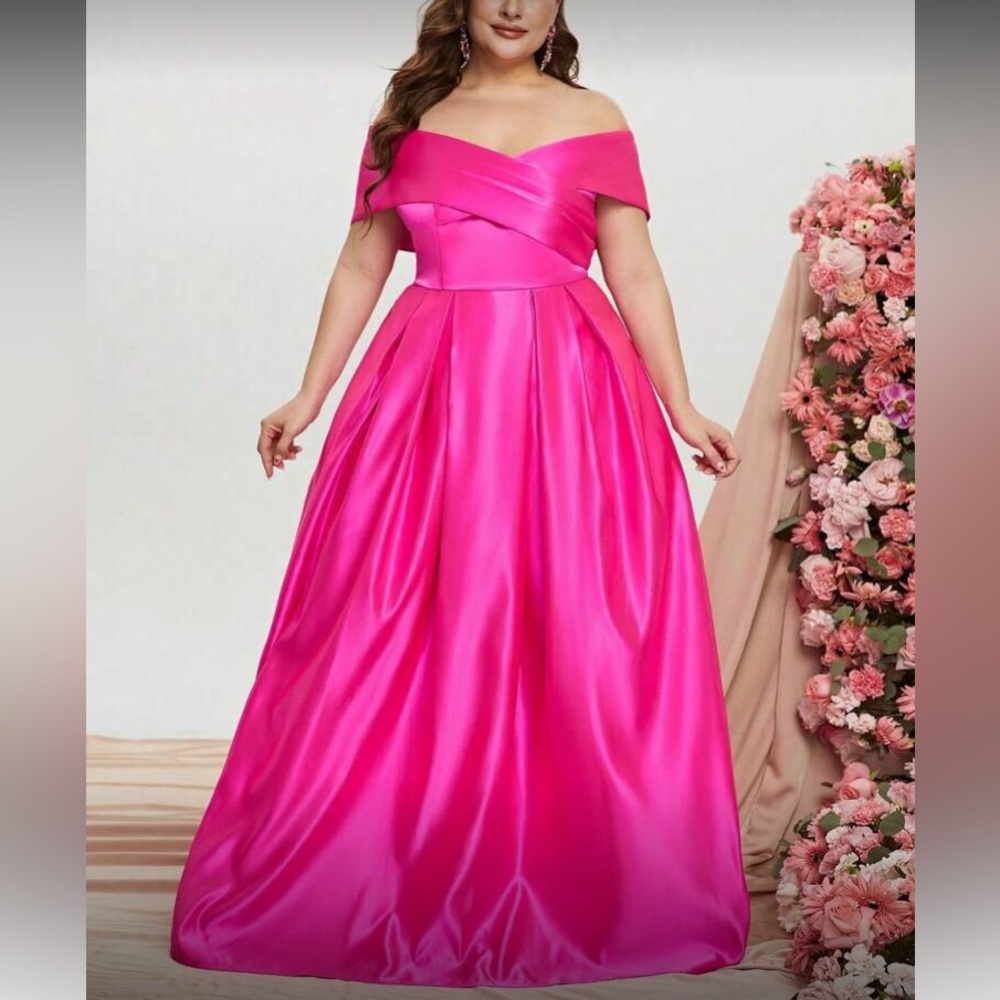 Elegant Pink Off-Shoulder Evening Gown
